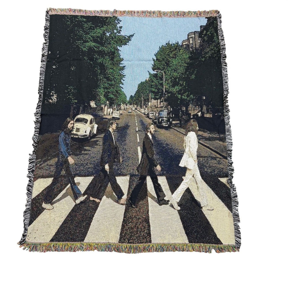 The Rug Barn 90's Beatles Abbey Road Woven Tapestry Throw Blanket 66x50 USA Made